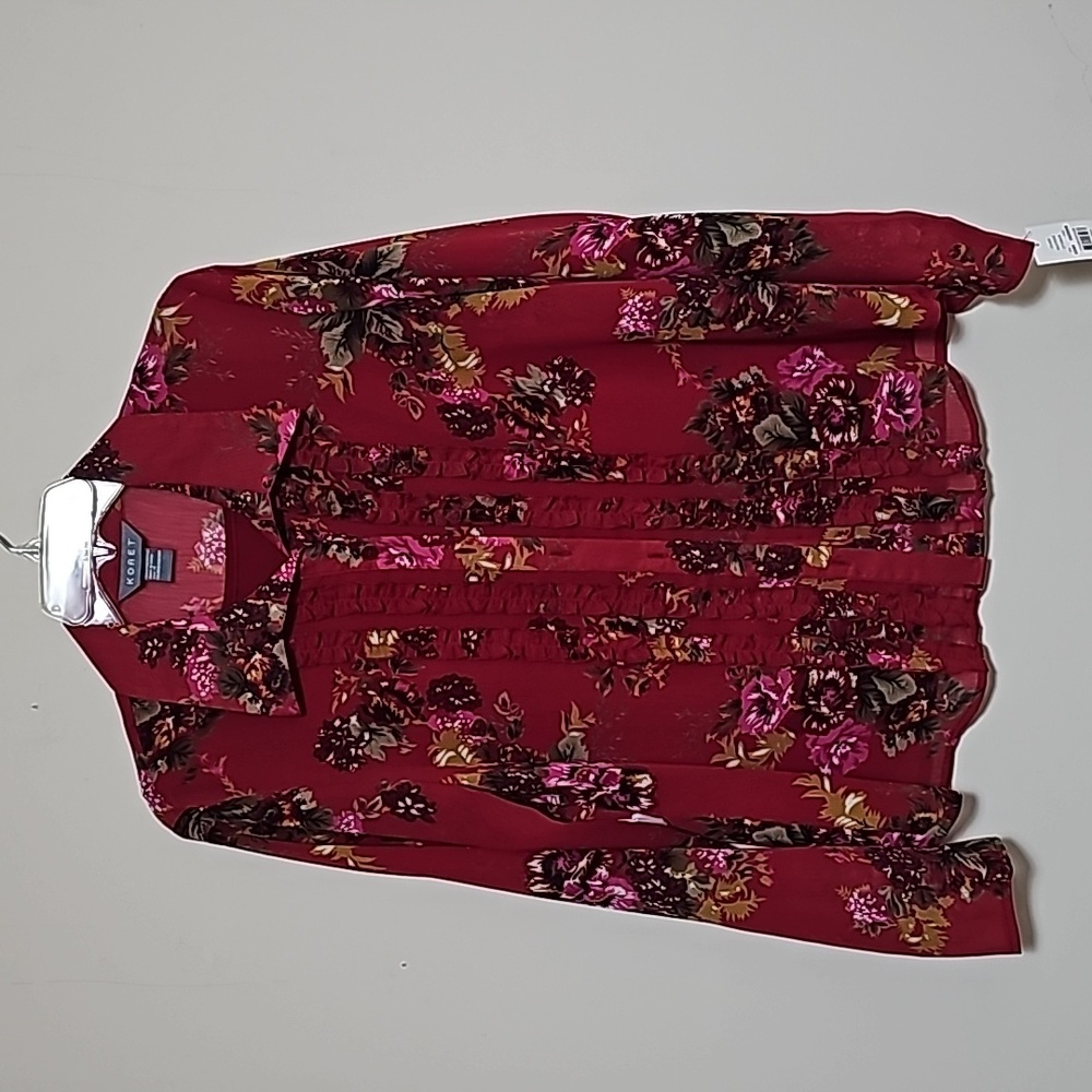 New Koret 2 pc Blouse Burgundy Sz 12 Winter Holidays Christmas Estate Sale